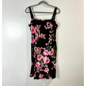 Y2K Sara Campbell Dress 10 Retro Pinup Black Whimsygoth Floral Fairy Square Neck